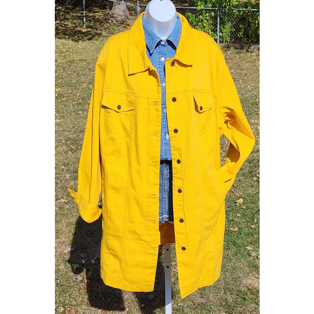 SOLD Jessica London Plus-Size Yellow 3/4 Quarter Length Denim Jean Jacket - 26W - Picture 2 of 8
